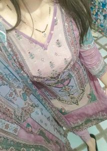 beautiful pakistani print kurta set with beautifu