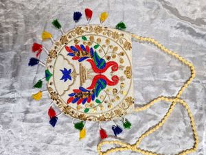 Peacock Embroidered Crossbody Bag