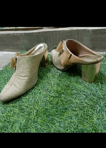 Gold Heels with Bow