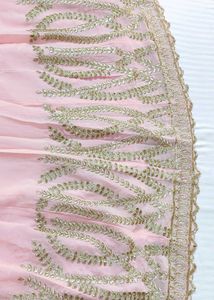 Women Pink Festive Zardozi Mirror Work Skirt Suit