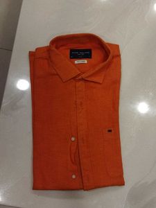 Peter England Orange Linen Shirt