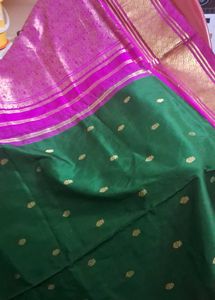Green & Pink  Pure Silk Saree