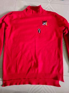 Beautiful Red Highneck Top With Outer