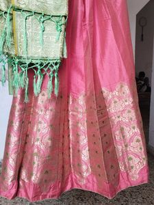 Pink Lehenga Choli with Dupatta, No Blouse