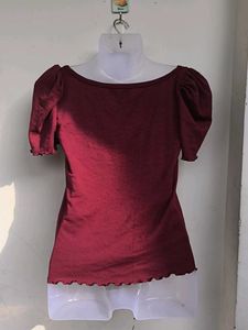 Burgundy Puff Sleeve Top