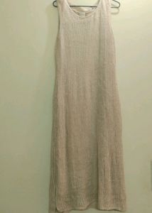 Maxi Cream Winter Dress(Below Knee) Size L