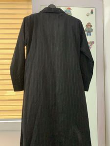 Black Striped Trench Coat Abaya