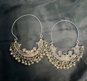Oxidized Silver Hoop Earrings