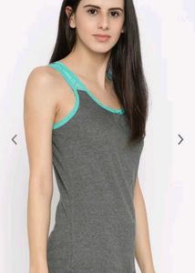 Jockey Women Charcoal Grey Solid Lounge Tank Top