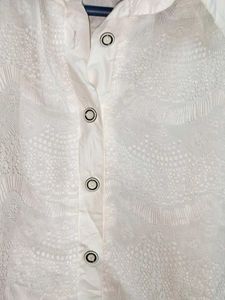 Trendy Ladies Lace Top Long Tunic White