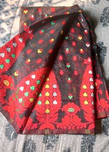 Elegant Black &amp; Red Saree