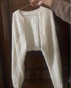 Cream Knit Cropped Sweater