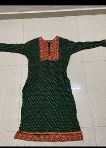 Green Embroidered Kurta