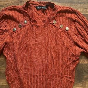 Rust Ribbed Knit Bodycon Dress