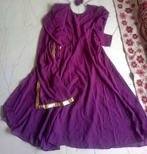 Beautiful Purple 💜 Dupatta With Anarkali