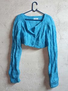 NEW Winter Cropped Knit Cardigan Blue 💙