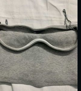 Grey Ribbed Tube top