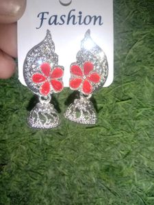 Red Flower Jhummka