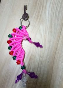 Pink Macrame Keychain