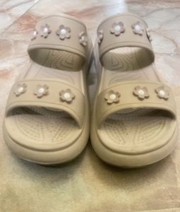 Beige Crocs Classic Clogs