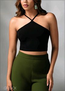 Black Halter Crop Top