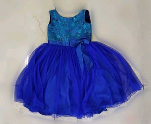 Peacock Blue Embroidered GIRLS PARTY DRESS