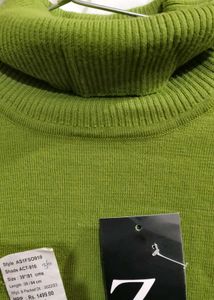 Green Turtleneck Sweater Top