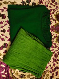 Kurta With Laggy, Dark Green, Collar, Back Chain
