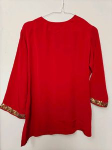 Red Sequin Embroidery Tunic