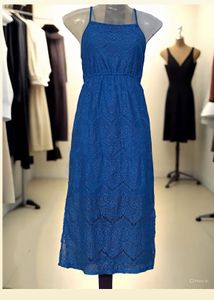 Pintrest Chochet Blue Lace Midi Dress