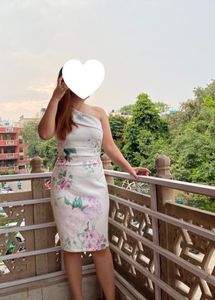Cover story/one Shoulder Floral Stretch Bodycon Dress (size-L)