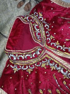 Bride Red &amp; Gold Embellished Outfit Only Top