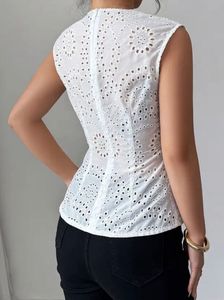 Elegant White Eyelet Peplum Top
