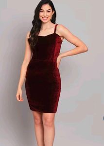 Maroon Velvet Dress