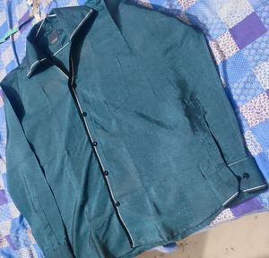 Party Wear Men&#39;s Shirt Shimmer Greenish