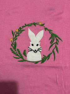 Pink Bunny Ribbed Mock Neck Top