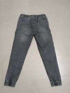 Gray Denim Jogger Pants