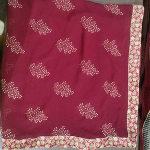Maroon Floral Print Saree