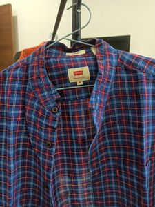 Blue And Red Check Long Sleeve Shirt