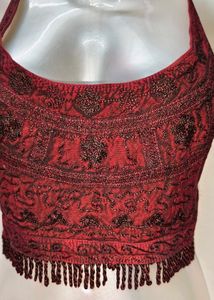 Maroon 🪡 Embroidered Bralette Y2k Style