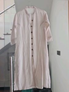 Elegant White Cotton Kurta wirh pant