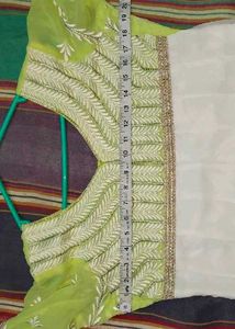White With Green Ethnic Wear