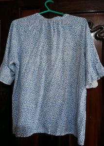 White And Blue Print Top 😱❤️