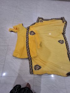 Yellow Kurti With Long Duptta