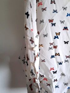 MAX Butterfly Print Cold Shoulder Top