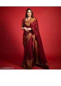Elegant Maroon Embroidered Saree