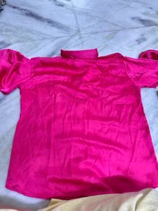 Hot Pink Satin Button-Down