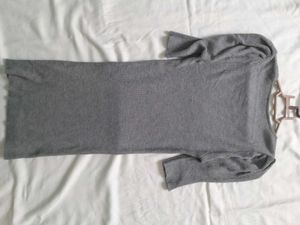 Grey Ribbed Fitted Top