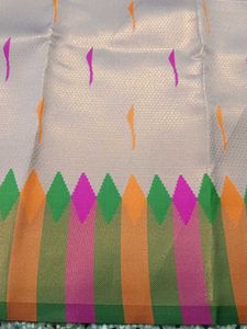 Rose Gold- Multicolour Border wedding Semi Silk