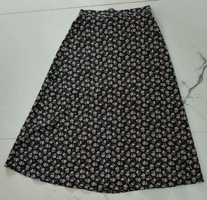 Floral Black Print Skirt